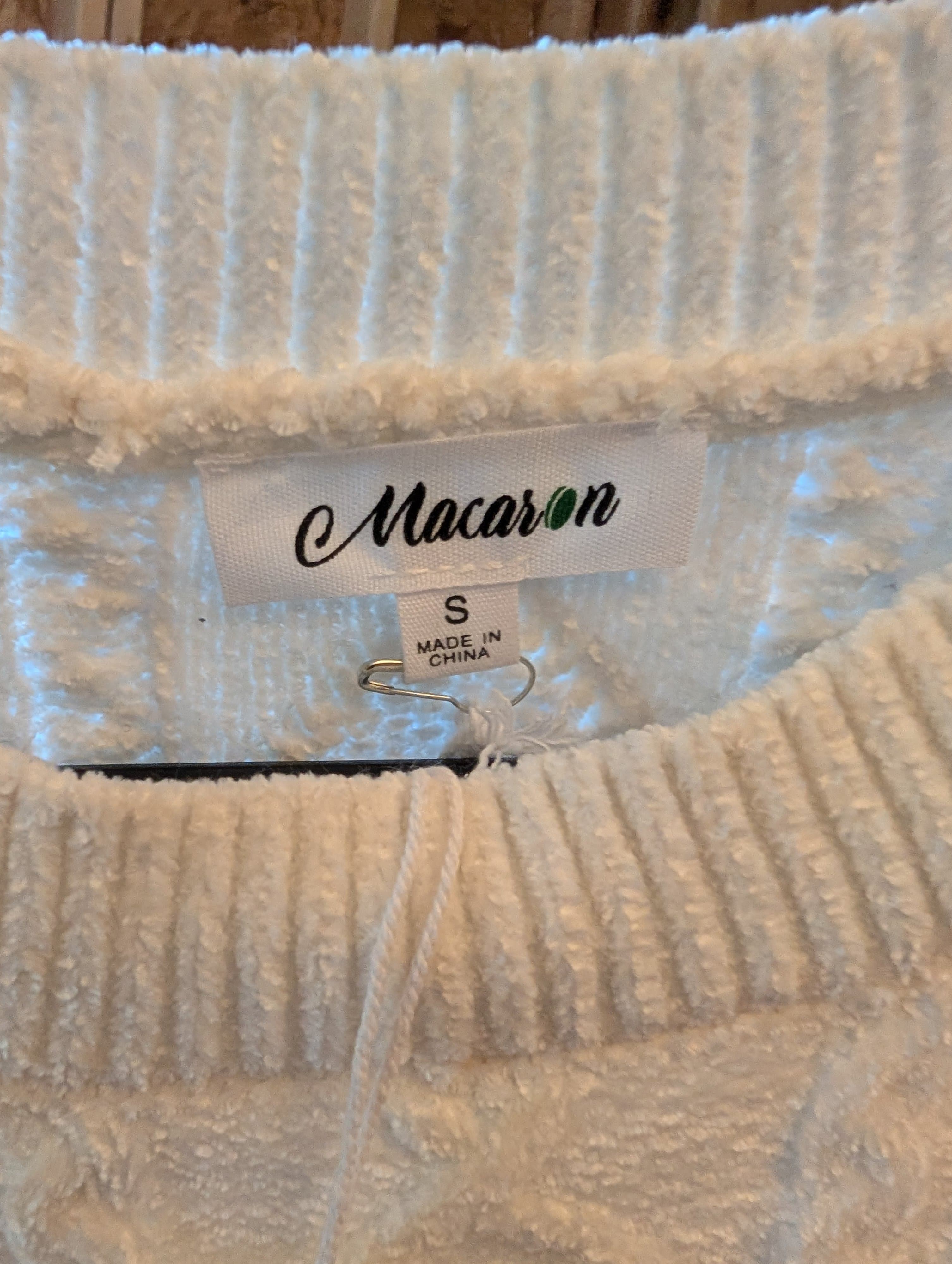 Macaron Cable Knit Sweater White Size S - Thumbnail 3