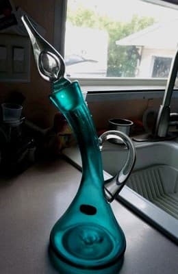 Vintage 1960's MCM Bischoff #591 Peacock Curved Glass Decanter Sighned. - Thumbnail 2