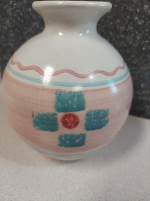 Southwest Studio Pottery Vase Southwest Design Handmade Pastel Colors 4 7/8”H. - Thumbnail 2