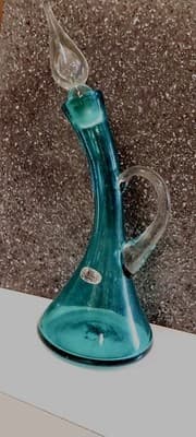 Vintage 1960's MCM Bischoff #591 Peacock Curved Glass Decanter Sighned. - Thumbnail 4