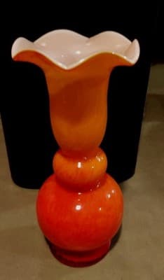 Vintage Orange & Red case Vase Murano Style Handblown Glass Beautiful - Thumbnail 2