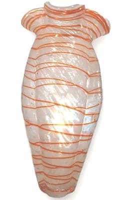 Vintage Murano Style Handblown Glass Orange & White Rare Vase - Thumbnail 2