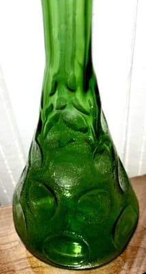 Vintage made in Italy Empoli Thumbprint Vase W/Stopper 14" H, green. - Thumbnail 3