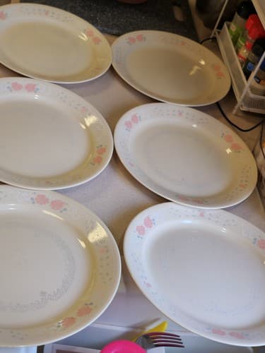 VINTAGE CORELLE BLOSSOMS IN LACE LOT SET DINNER PLATES 12... 6 DESSERTS 2 C - Thumbnail 3