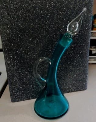 Vintage 1960's MCM Bischoff #591 Peacock Curved Glass Decanter Sighned. - Thumbnail 8