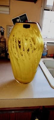 Vintage Sighned Dale Tiffany Hand Blown Large Yellow Glass Vase One Of A Kind~ - Thumbnail 6