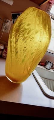 Vintage Sighned Dale Tiffany Hand Blown Large Yellow Glass Vase One Of A Kind~ - Thumbnail 5