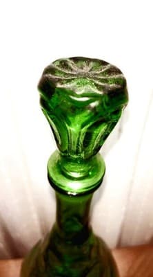 Vintage made in Italy Empoli Thumbprint Vase W/Stopper 14" H, green. - Thumbnail 4