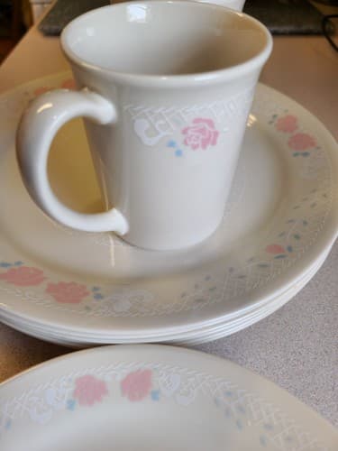 VINTAGE CORELLE BLOSSOMS IN LACE LOT SET DINNER PLATES 12... 6 DESSERTS 2 C - Thumbnail 2