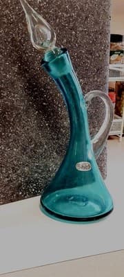 Vintage 1960's MCM Bischoff #591 Peacock Curved Glass Decanter Sighned. - Thumbnail 3