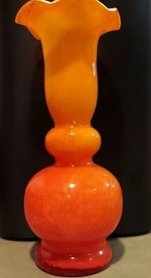 Vintage Orange & Red case Vase Murano Style Handblown Glass Beautiful - Thumbnail 3