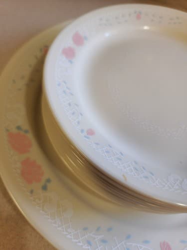 VINTAGE CORELLE BLOSSOMS IN LACE LOT SET DINNER PLATES 12... 6 DESSERTS 2 C - Thumbnail 7