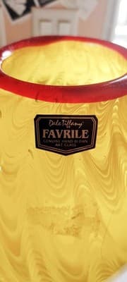 Vintage Sighned Dale Tiffany Hand Blown Large Yellow Glass Vase One Of A Kind~ - Thumbnail 4