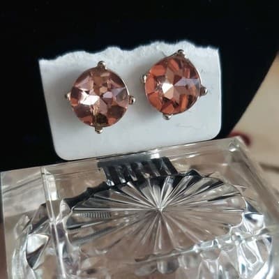 Vintage Gemstone Silver Earings Studs - Thumbnail 2