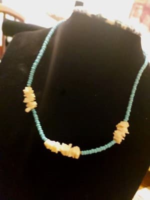 Vintage Turquoise & Shell Beaded Necklace - Thumbnail 3