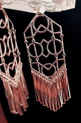 Vintage Gold Geometric Long Drop Earrings - Thumbnail 5