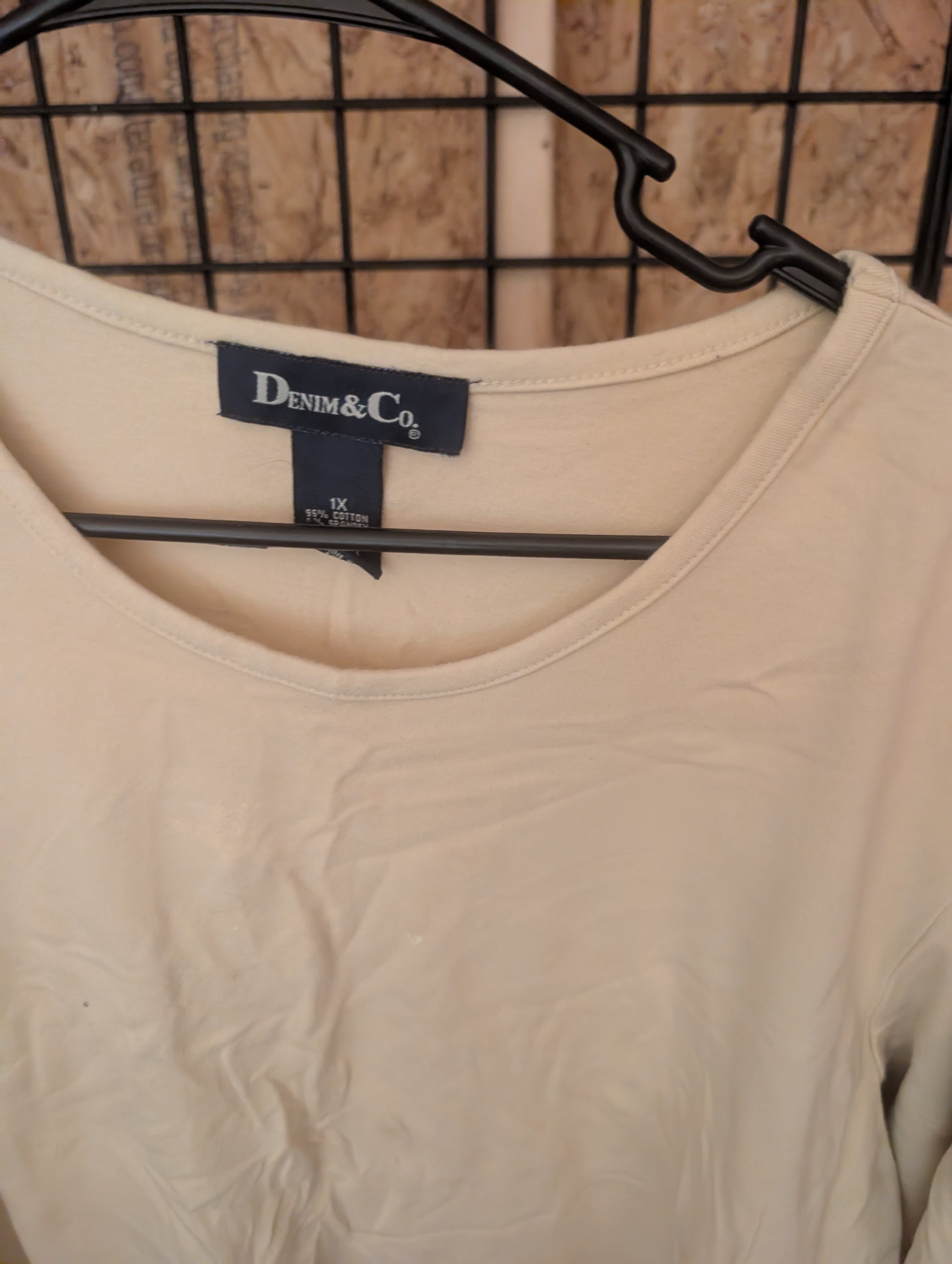 Denim & Co. Women's Beige Long Sleeve Top Size 1X - Thumbnail 3
