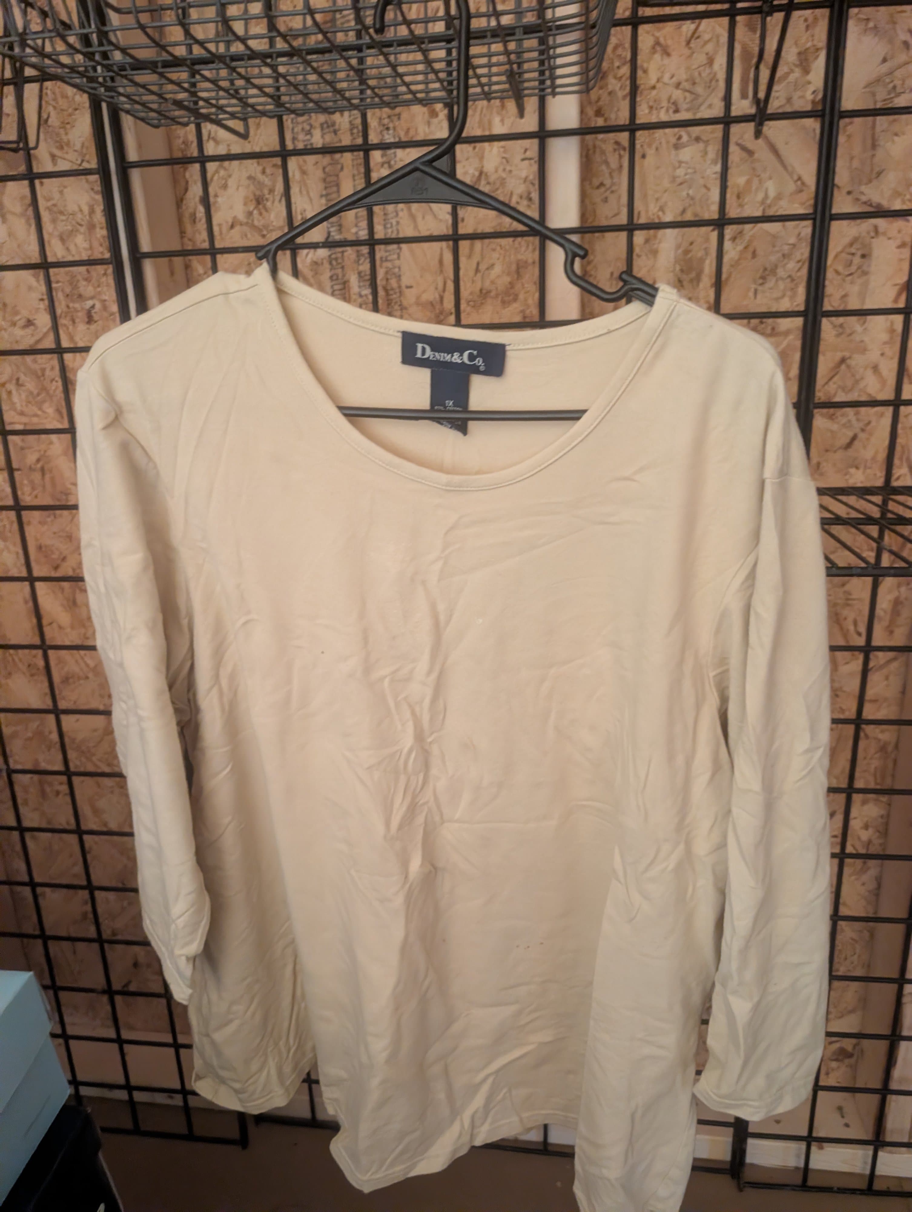 Denim & Co. Women's Beige Long Sleeve Top Size 1X - Thumbnail 2