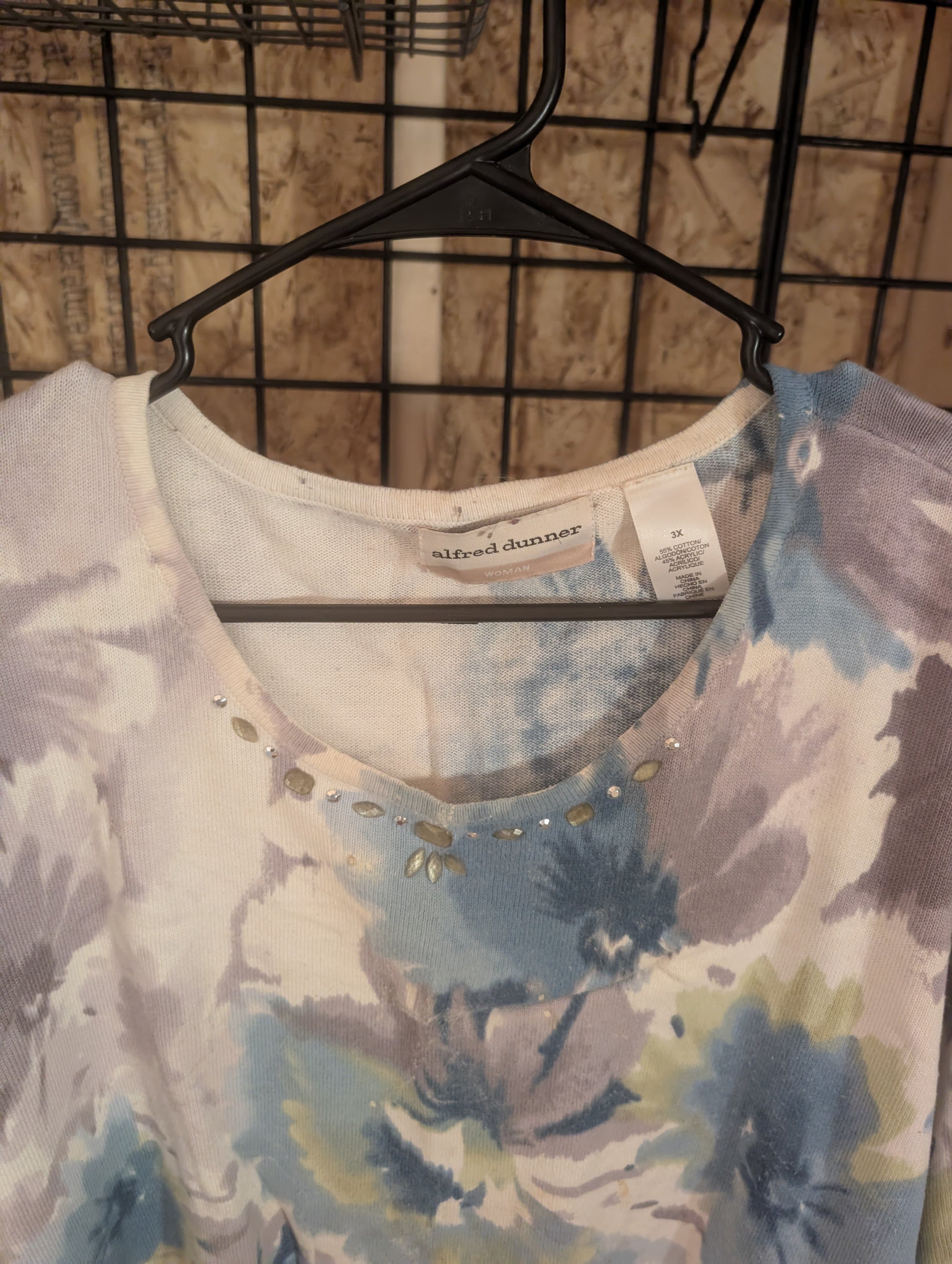 Alfred Dunner Floral Print Top 3X - Thumbnail 3