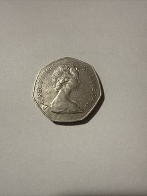 1981 Queen Elizabeth II 50 Fifty Pence UK Coin, Sold as is
