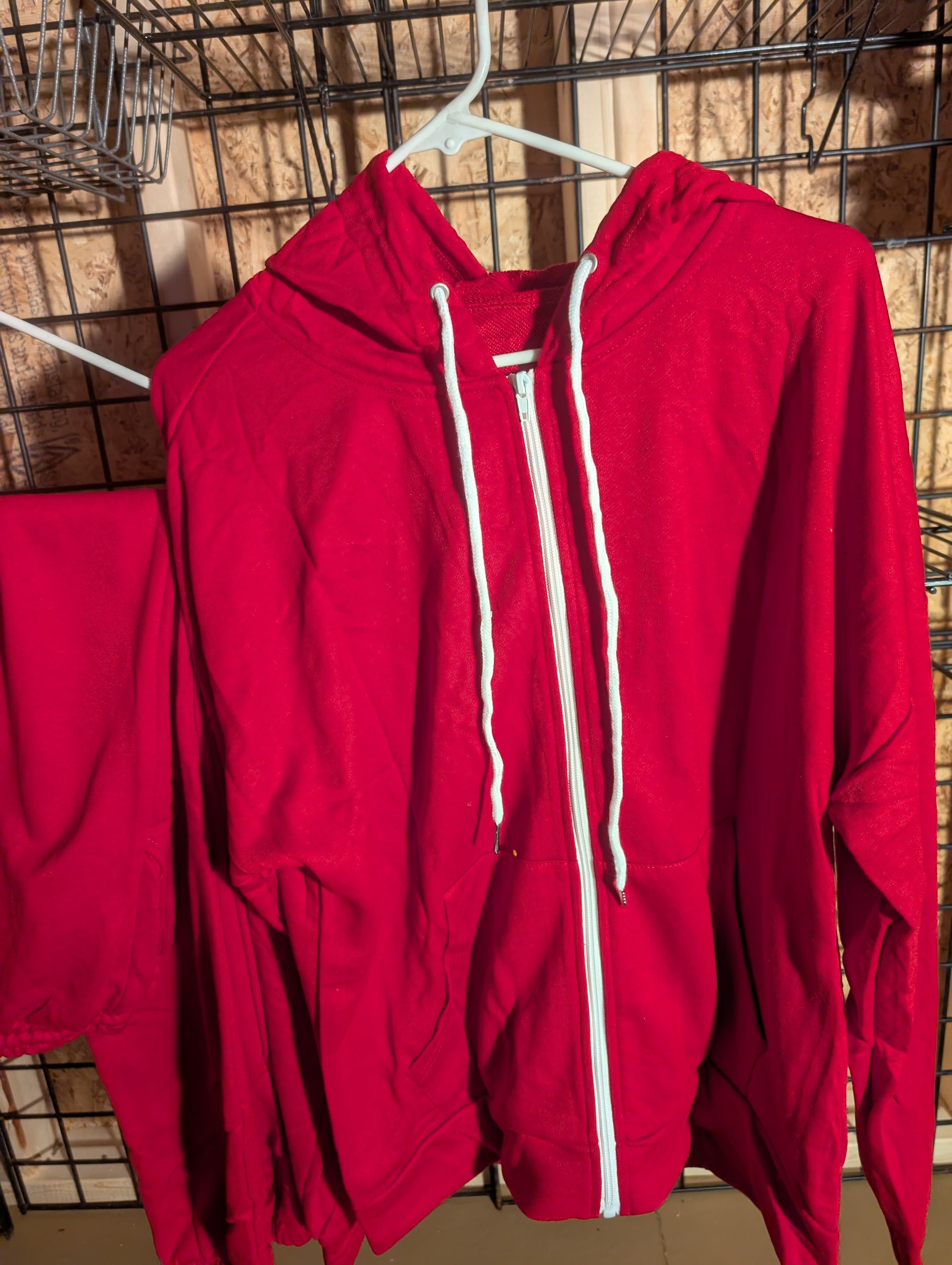 Red XL Tracksuit Set with Hoodie and Pants - Thumbnail 2