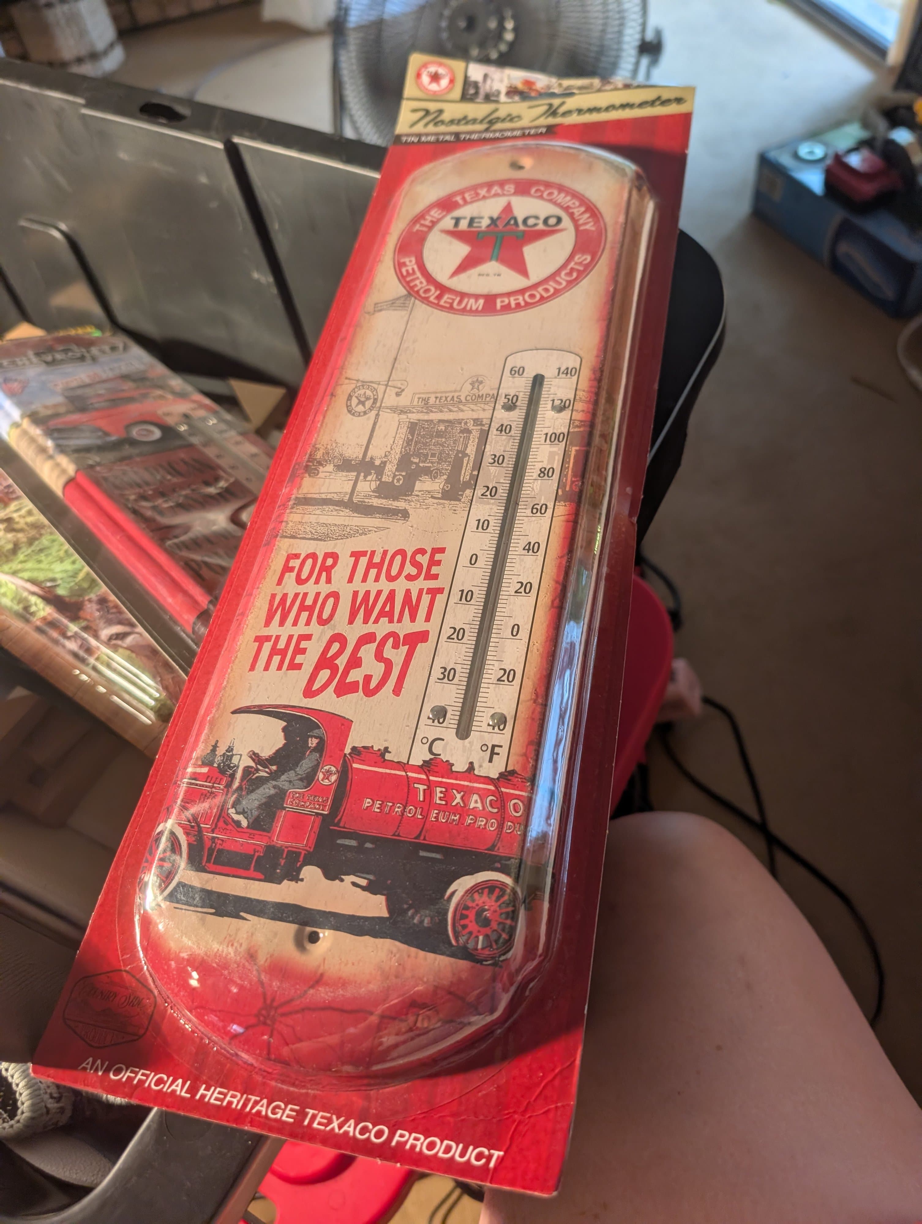 Texaco Nostalgic Tin Metal Thermometer Vintage Style - Thumbnail 2