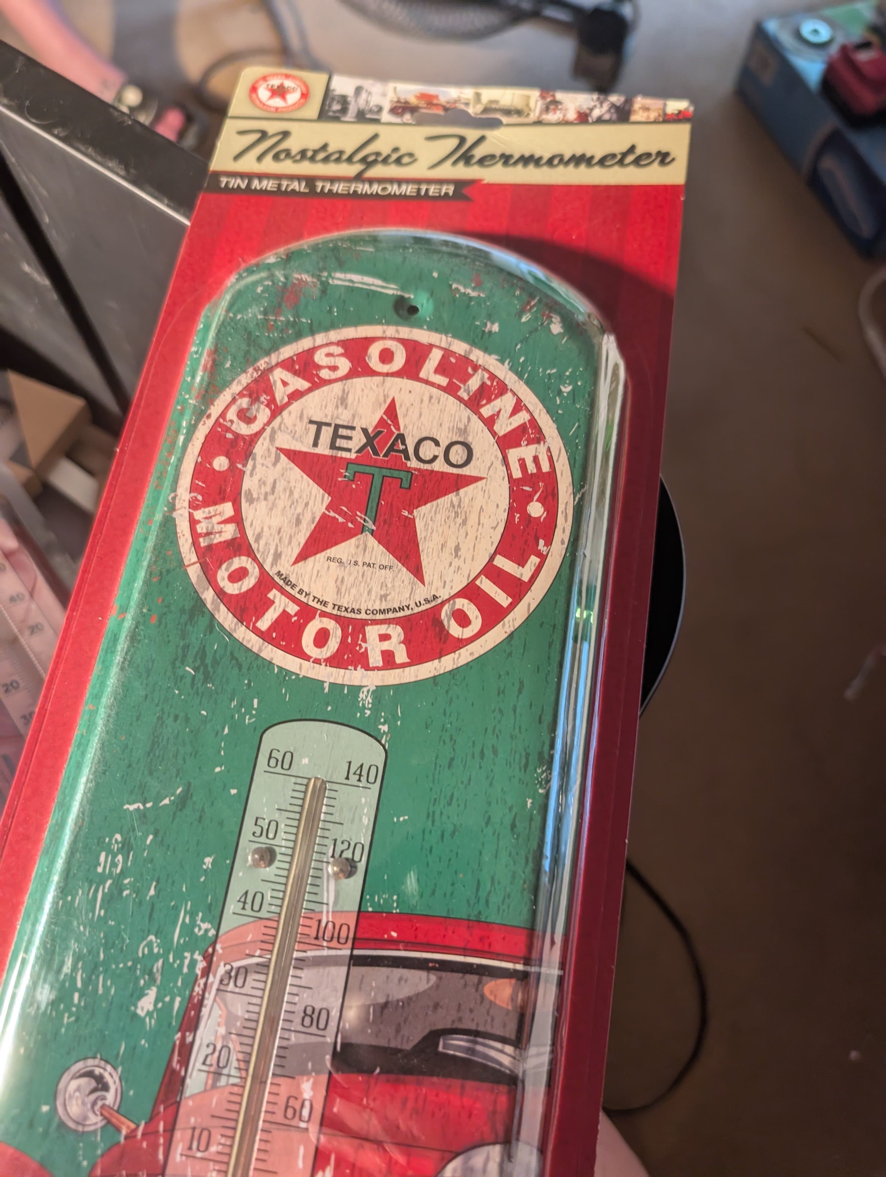 Texaco Nostalgic Tin Metal Thermometer - Thumbnail 3