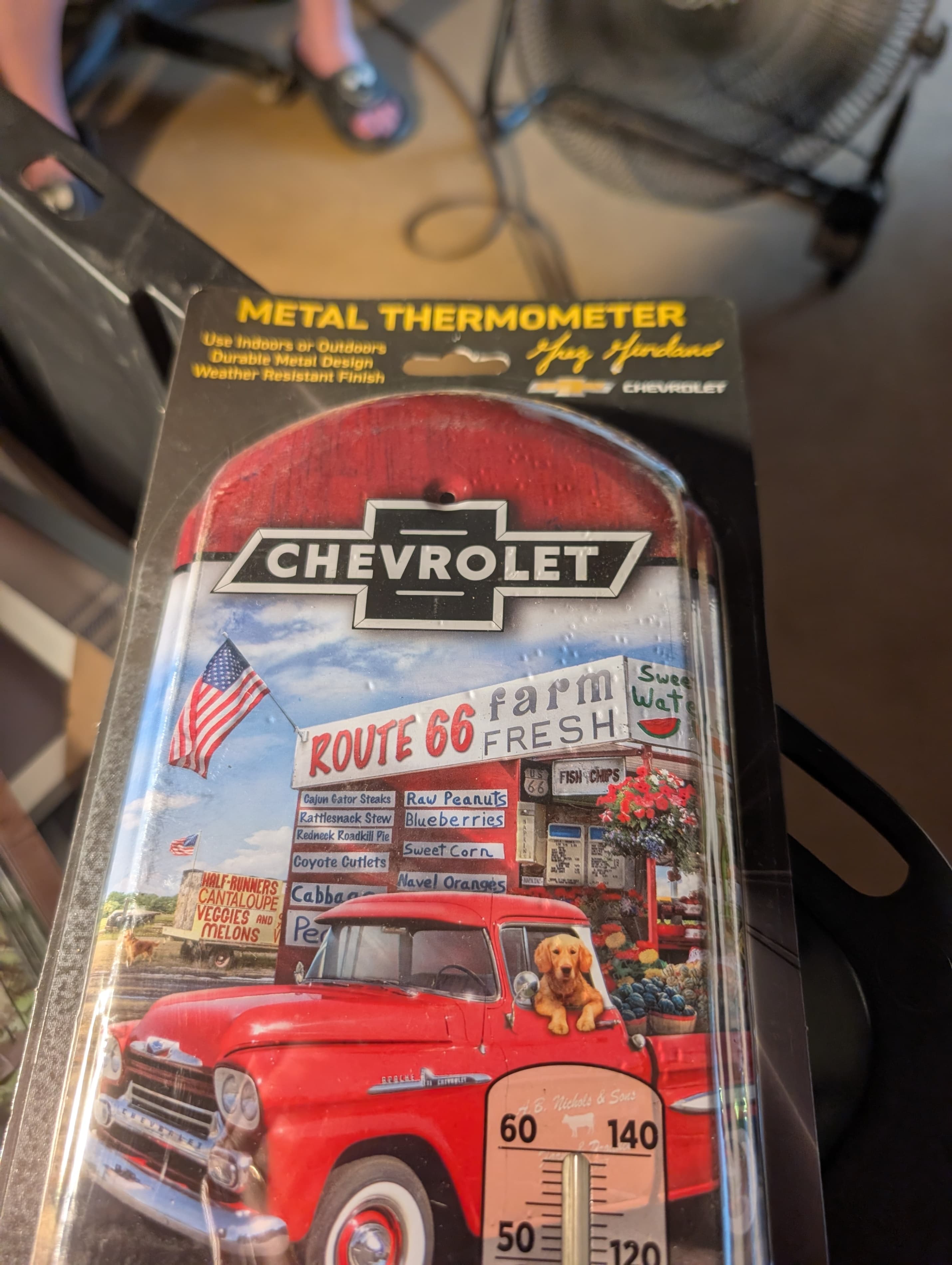 Chevrolet Metal Thermometer Route 66 Design 13.5" x 5" - Thumbnail 3