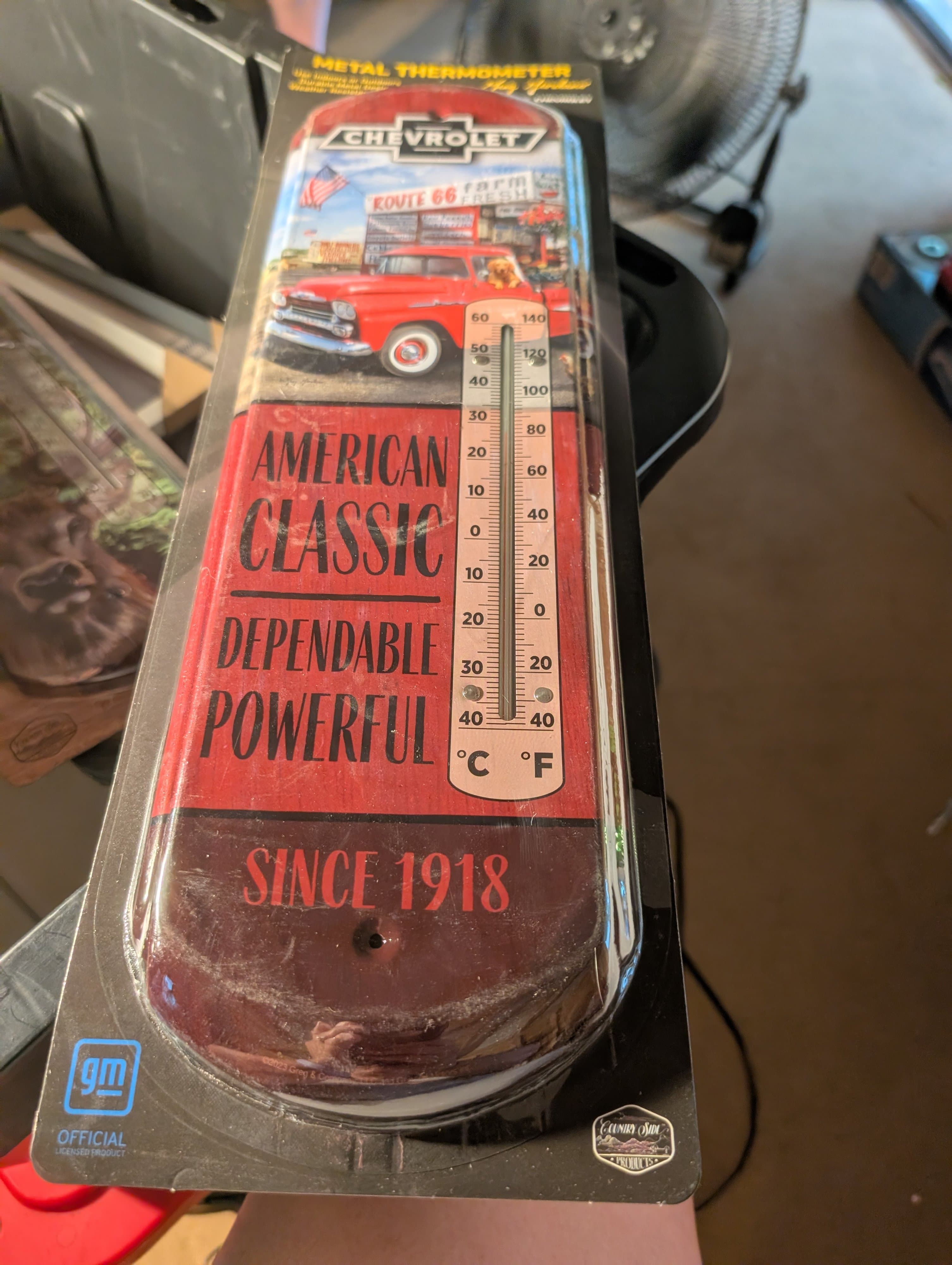 Chevrolet Metal Thermometer Route 66 Design 13.5" x 5" - Thumbnail 2