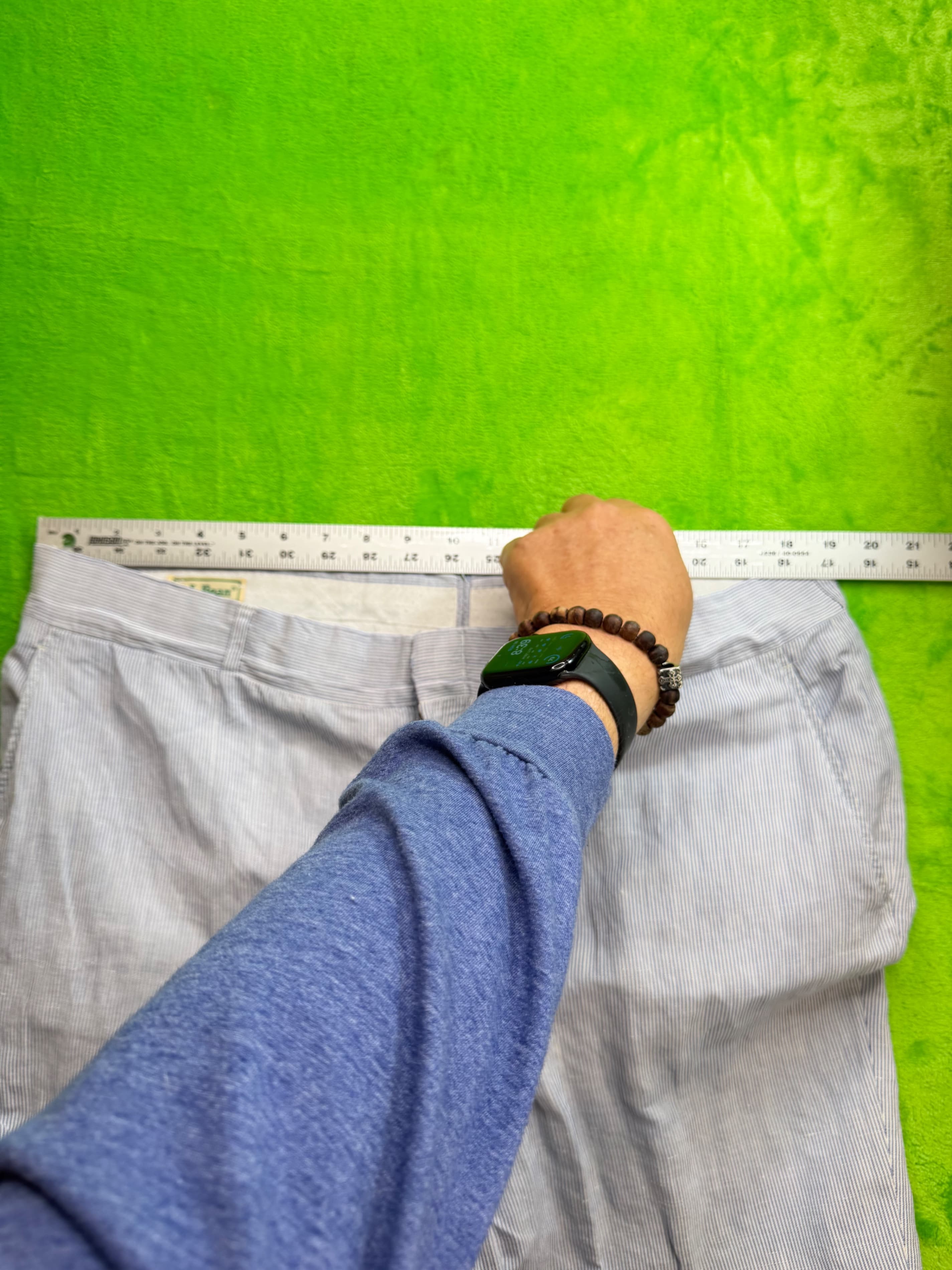 Vtg L.L. Bean Seersucker Trousers Mens 38x30 Blue White Stripe - Thumbnail 5