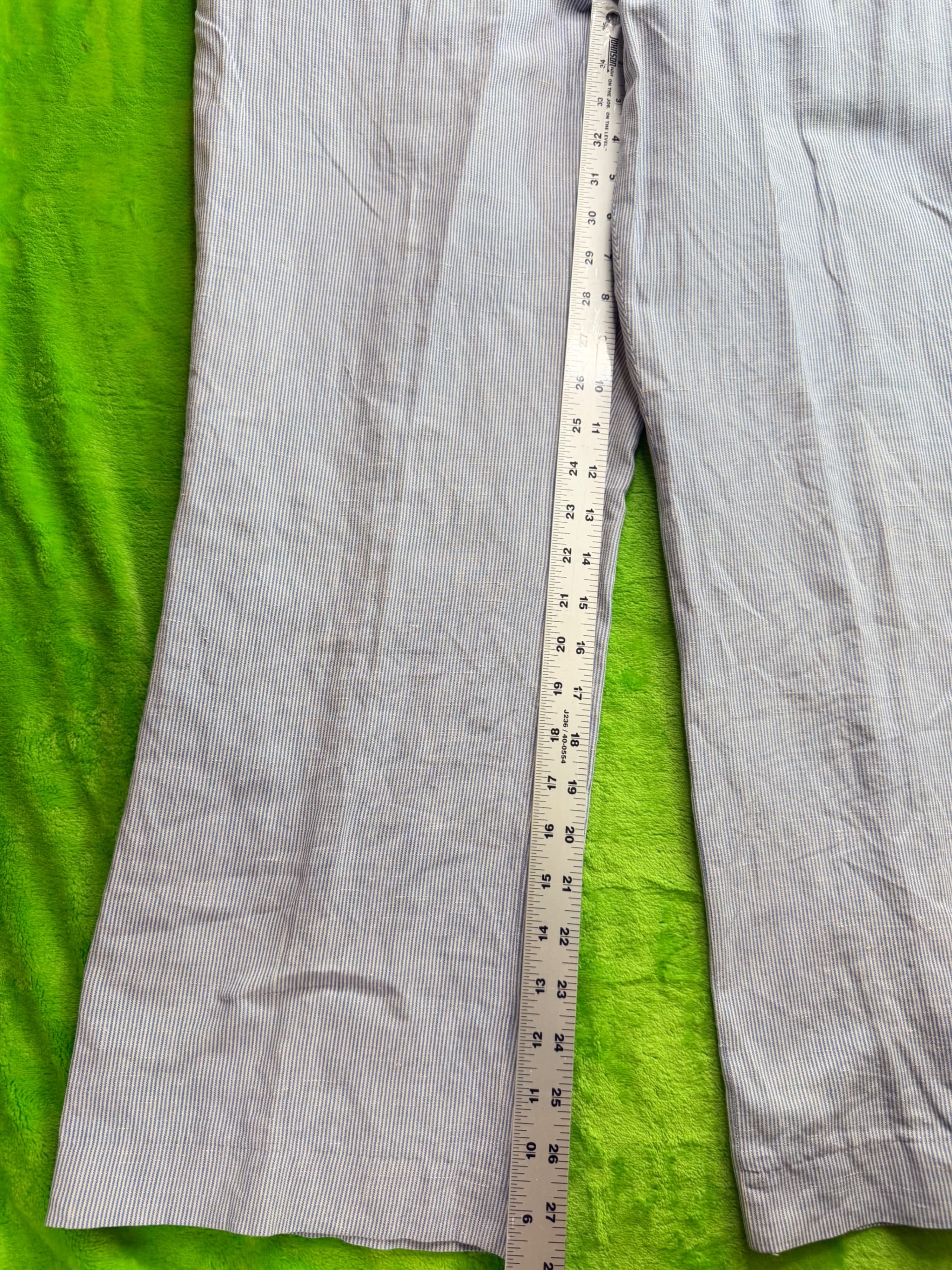 Vtg L.L. Bean Seersucker Trousers Mens 38x30 Blue White Stripe - Thumbnail 7