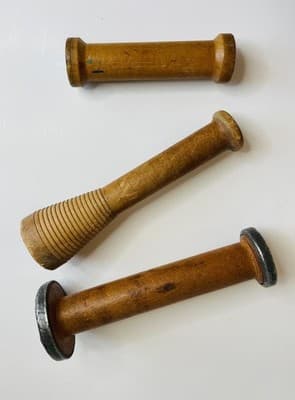 Vintage Wooden Spools Industrial Sewing Primitive Decor-Set Of 3 - Thumbnail 2