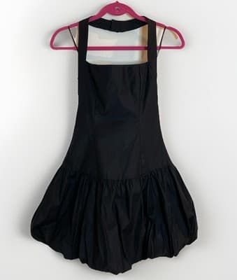 NWT Reformation Babette Dress Size 2 - Black Mini Halter w/ Bubble Hem $218 - Thumbnail 3