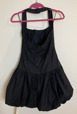 NWT Reformation Babette Dress Size 2 - Black Mini Halter w/ Bubble Hem $218 - Thumbnail 4