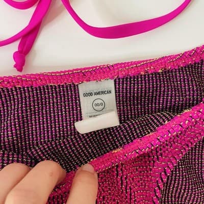 Good American Women's Bikini Size 00/0 Hot Pink Triangle NWT - Thumbnail 3