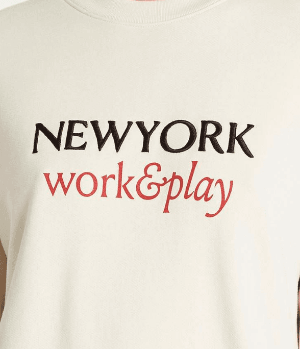 FRAME "New York, Work & Play" Oversized Sweatshirt White X-Small $208 Retail - Thumbnail 4