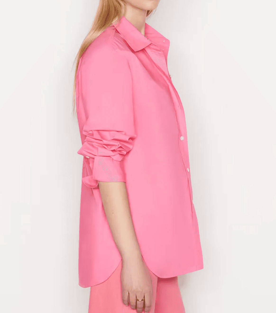 FRAME Women's Oversized Vacation Shirt X-Small Long Sleeve Hot Pink $425 Retail - Thumbnail 10