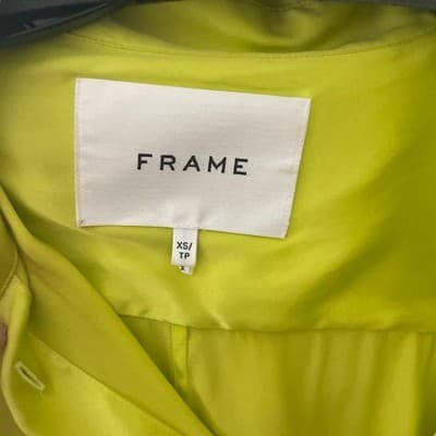 FRAME Women's Blouse X-Small Lime Green Silk Button-Up Dress Shirt - $215 Retail - Thumbnail 5