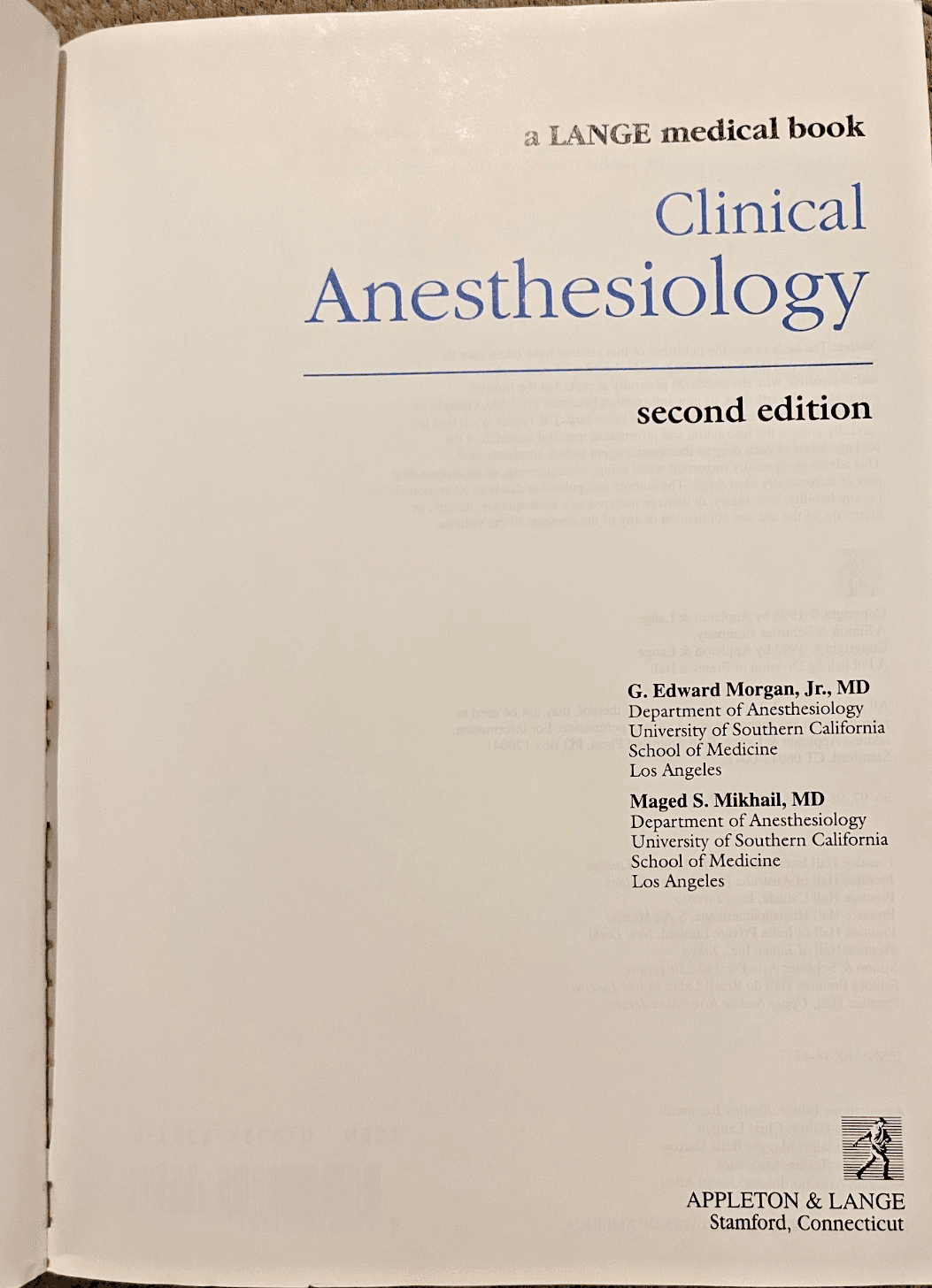 Clinical Anesthesiology by Morgan, Jr., Mikhail (2nd Ed., 1992) - Very Good - Thumbnail 3