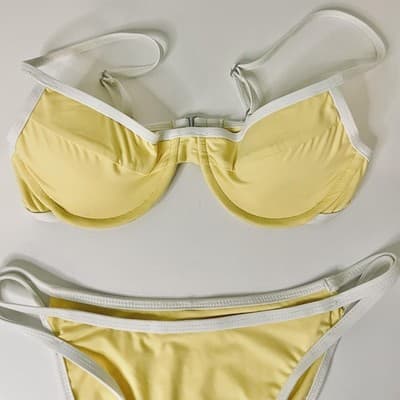 Dippin Daisys Women's Bikini Top XS/S Yellow White Adjustable Straps NWT - Thumbnail 2
