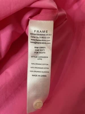 FRAME Women's Oversized Vacation Shirt X-Small Long Sleeve Hot Pink $425 Retail - Thumbnail 5
