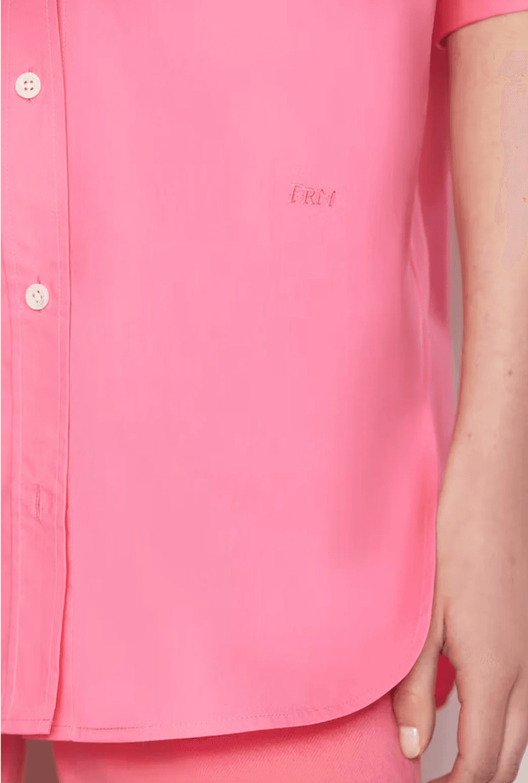 FRAME Women's Oversized Vacation Shirt X-Small Long Sleeve Hot Pink $425 Retail - Thumbnail 12