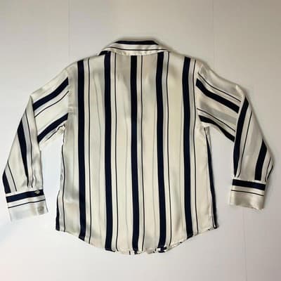 Zara Women's White and Navy Blous - Thumbnail 2