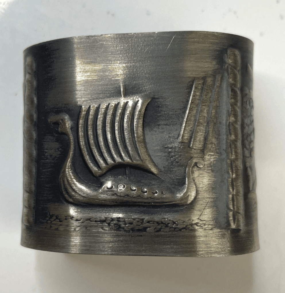 Vintage Norwegian Pewter Napkin Rings by Konge-Tinn - Set of 4 in Original Box - Thumbnail 5
