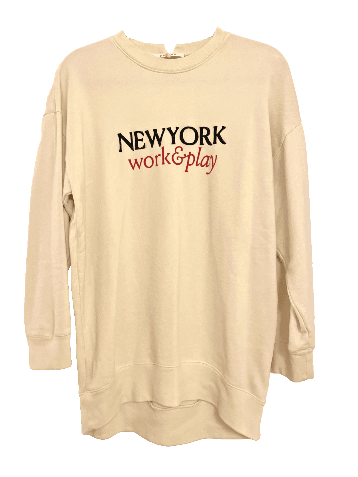 FRAME "New York, Work & Play" Oversized Sweatshirt White X-Small $208 Retail - Thumbnail 5