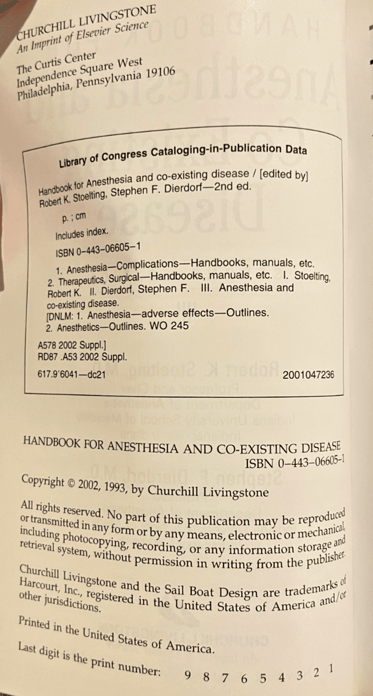 Handbook for Anesthesia & Co-Existing Disease by Stoelting - 2nd Ed., Paperback - Thumbnail 4