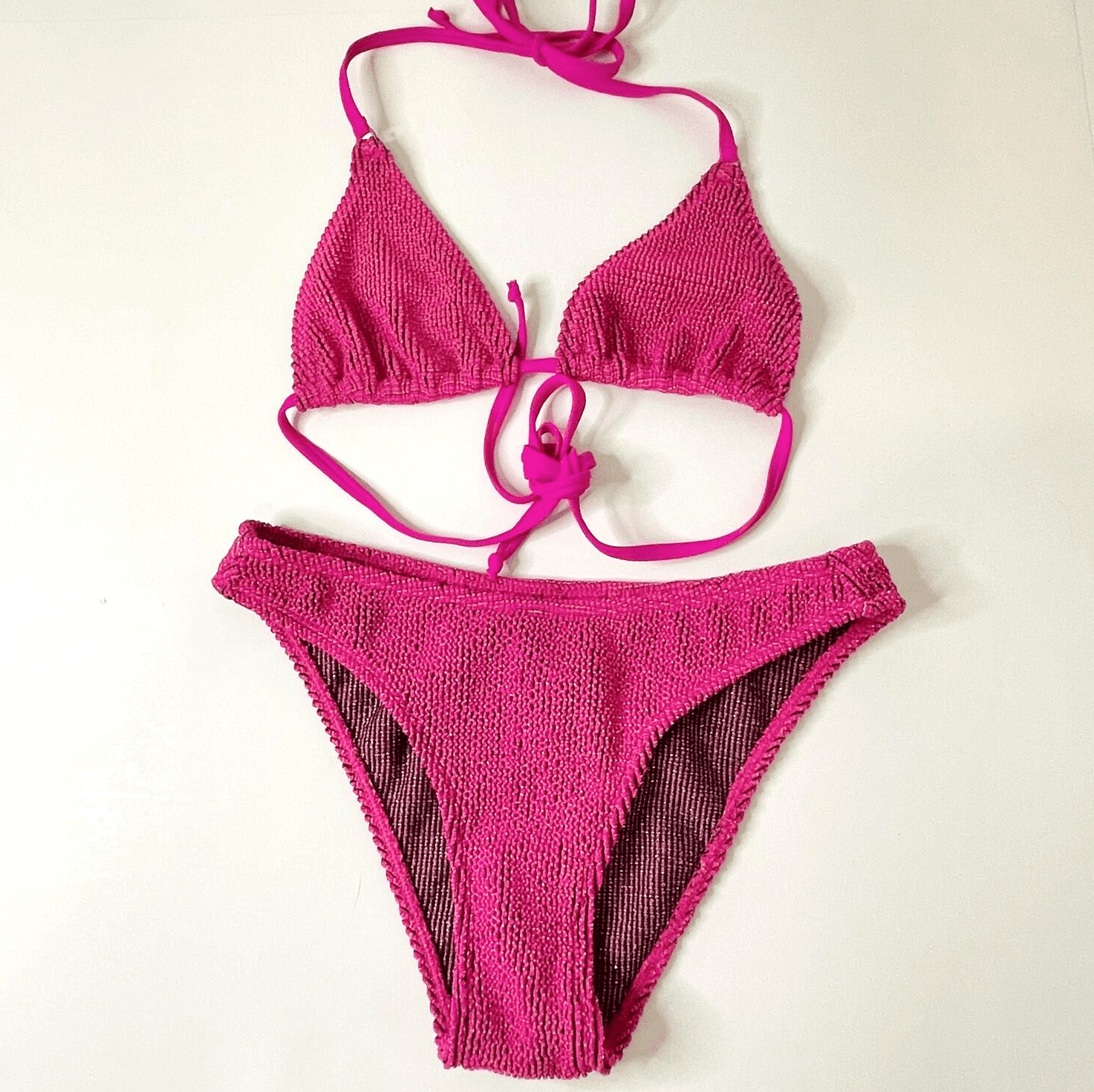 Good American Women's Bikini Size 00/0 Hot Pink Triangle NWT - Thumbnail 2