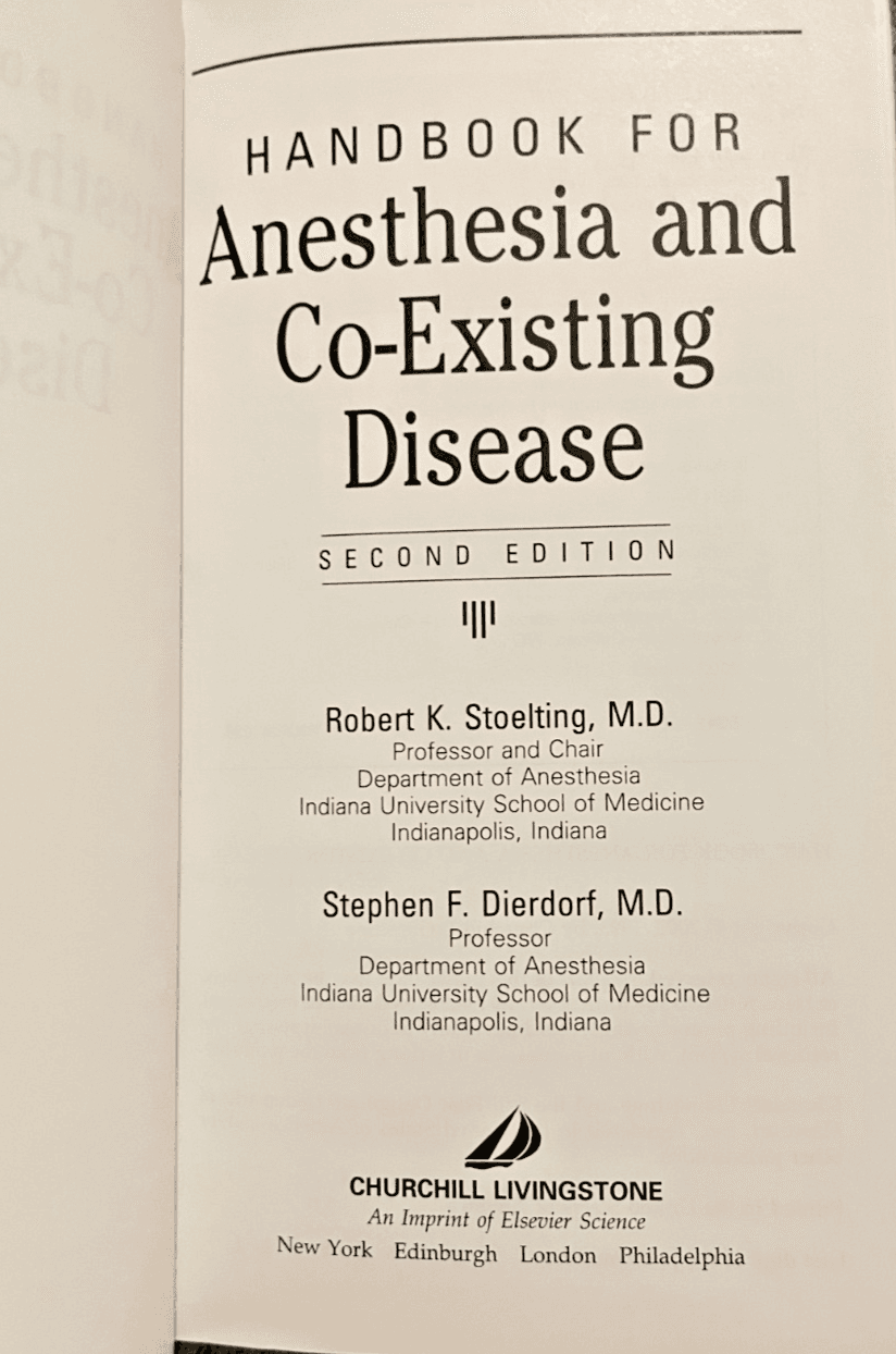 Handbook for Anesthesia & Co-Existing Disease by Stoelting - 2nd Ed., Paperback - Thumbnail 2