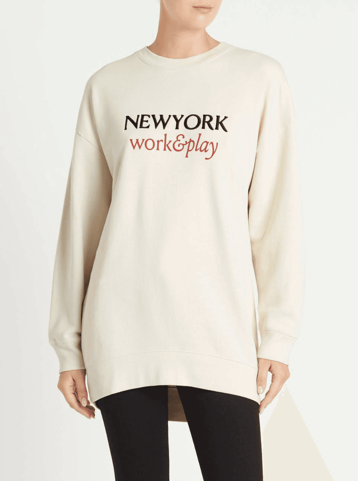 FRAME "New York, Work & Play" Oversized Sweatshirt White X-Small $208 Retail - Thumbnail 2