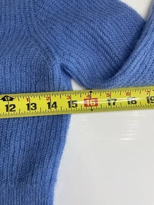 FRAME Women's Cardigan XS Blue Shrunken Mohair Cropped V-Neck Orig $298 Designer - Thumbnail 6